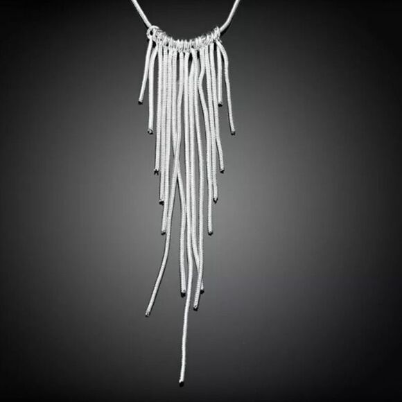 The Roaring 20’s 925 Silver retro fringe necklace - Picture 1 of 7